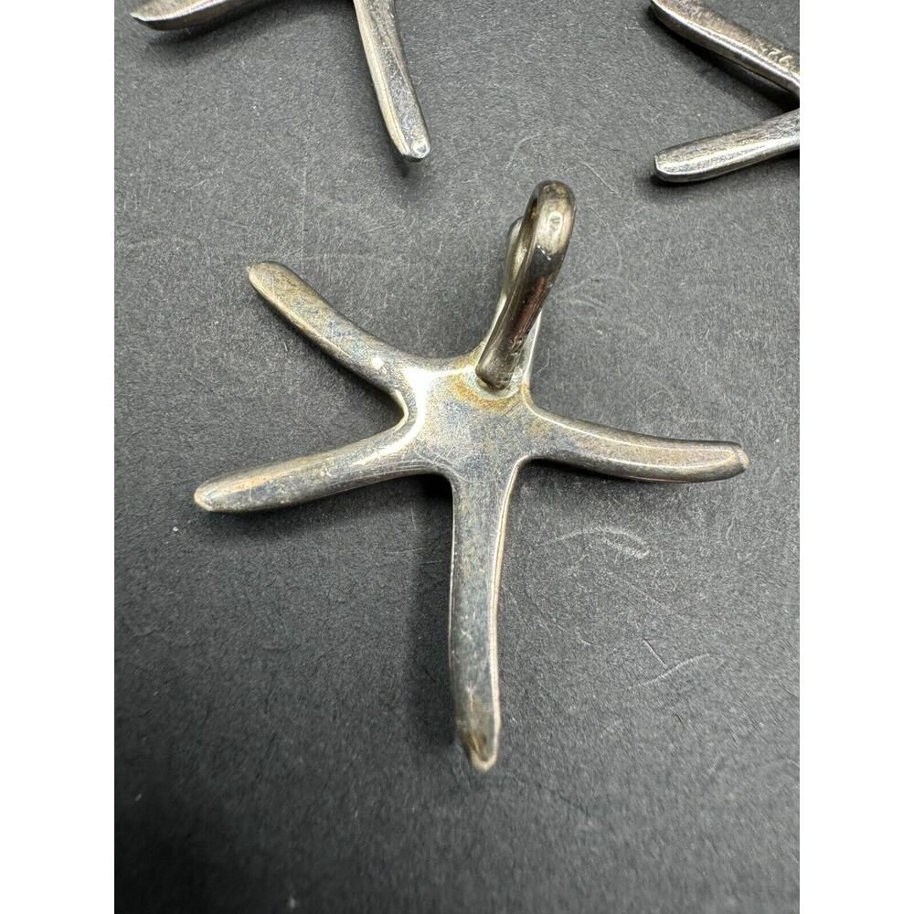 Vintage 925 Sterling Silver Starfish Pendant & Dangle Drop Earrings Jewelry Set - Picture 4 of 7